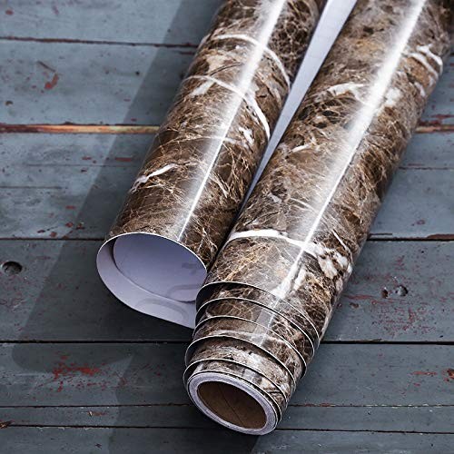 Burgeliy Peel and Stick Waterproof Wallpaper15.8×196in 15.8″W x 80″L, Brown