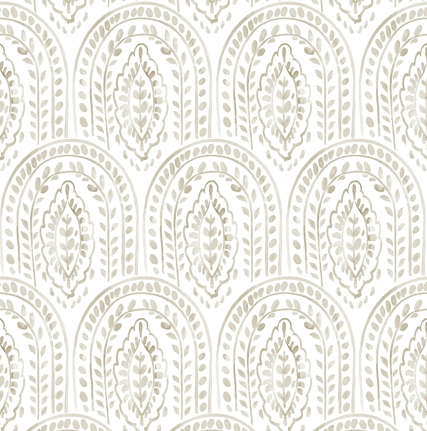 EeeComing Peel and Stick Wallpaper Boho Modern Wall Paper 17.3 x 118.1, Beige