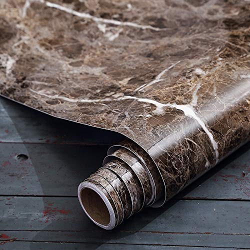 Burgeliy Peel and Stick Waterproof Wallpaper15.8×196in 15.8″W x 80″L, Brown