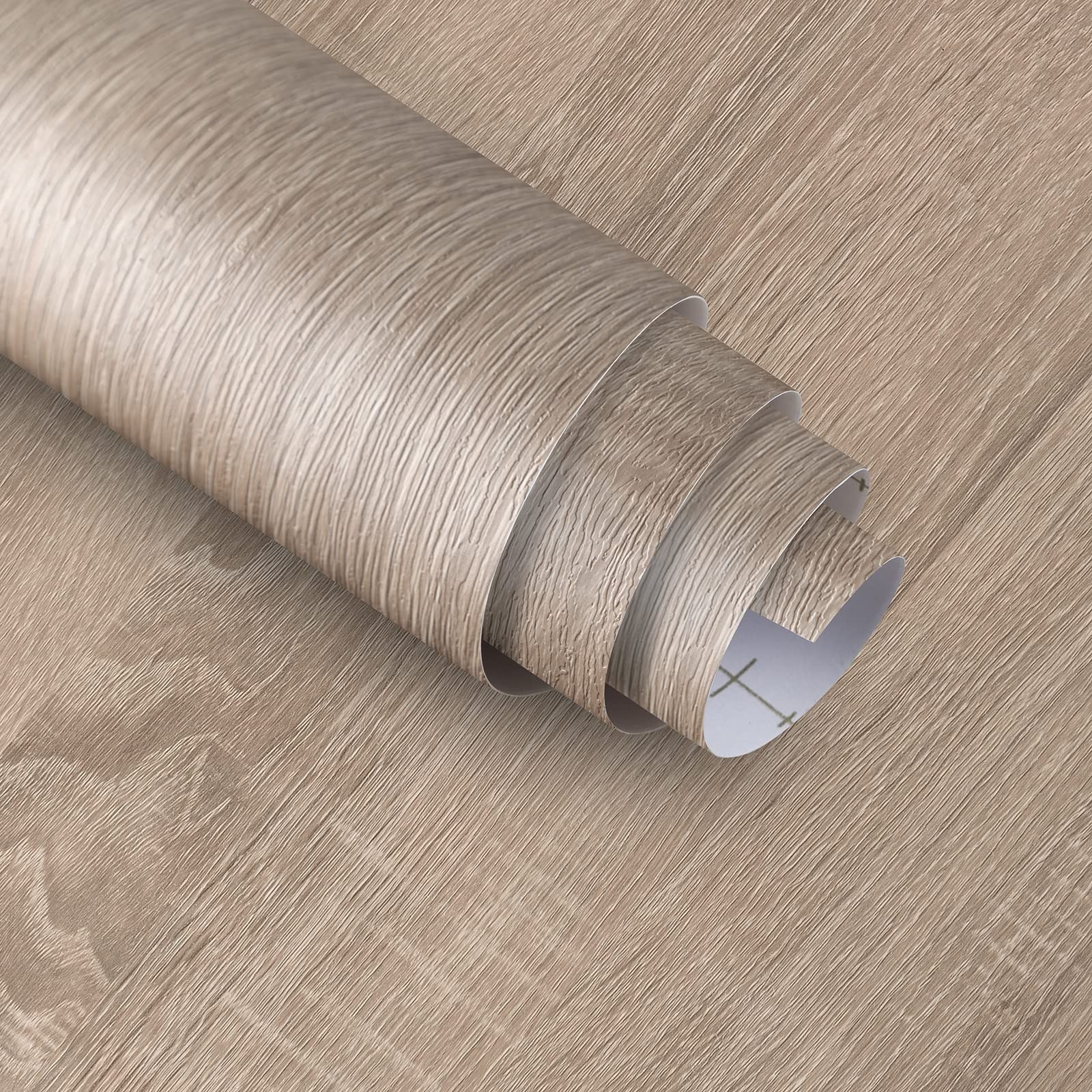 Boobest 15.7″x 354″ Gray Wood Wallpaper Textured Peel and Stick Wallpaper Woo…