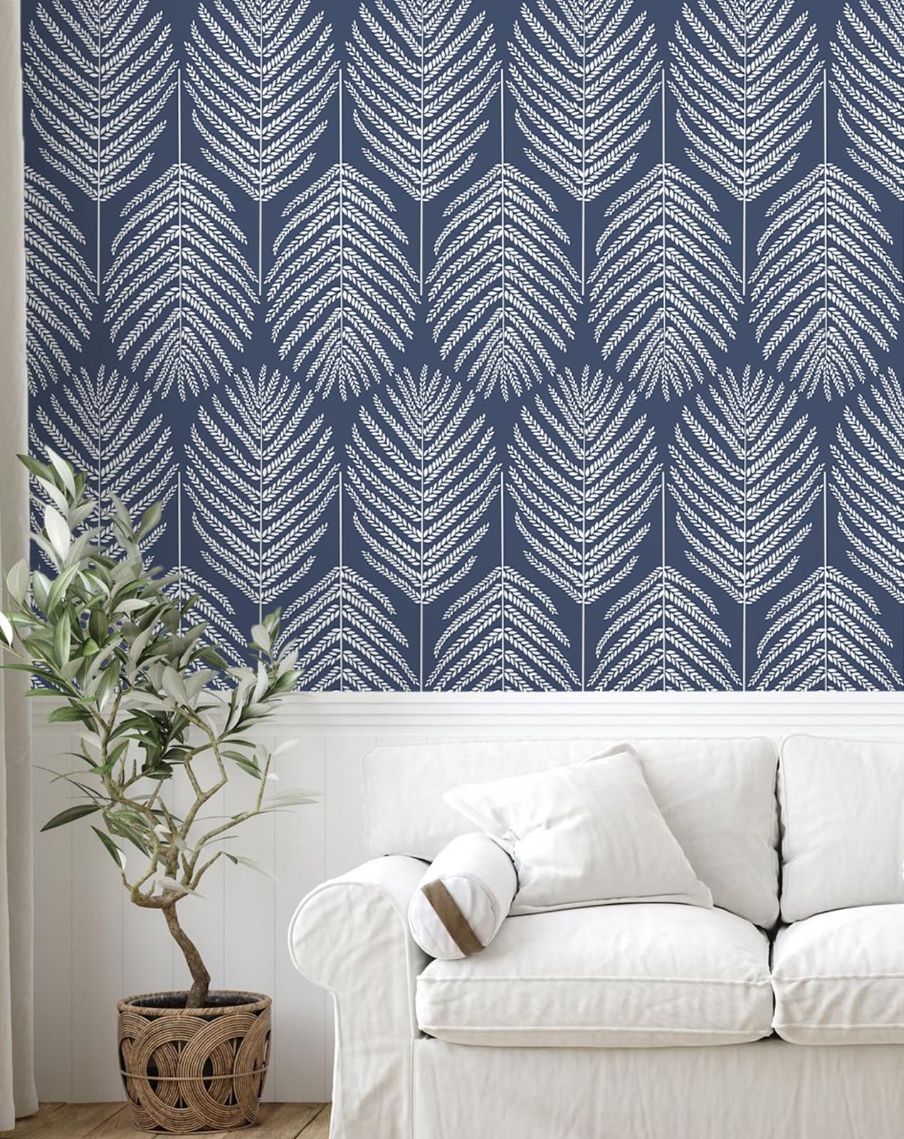 Fititem Blue Peel and Stick Wallpaper Coastal Boho 17.3″ x 78.7″,