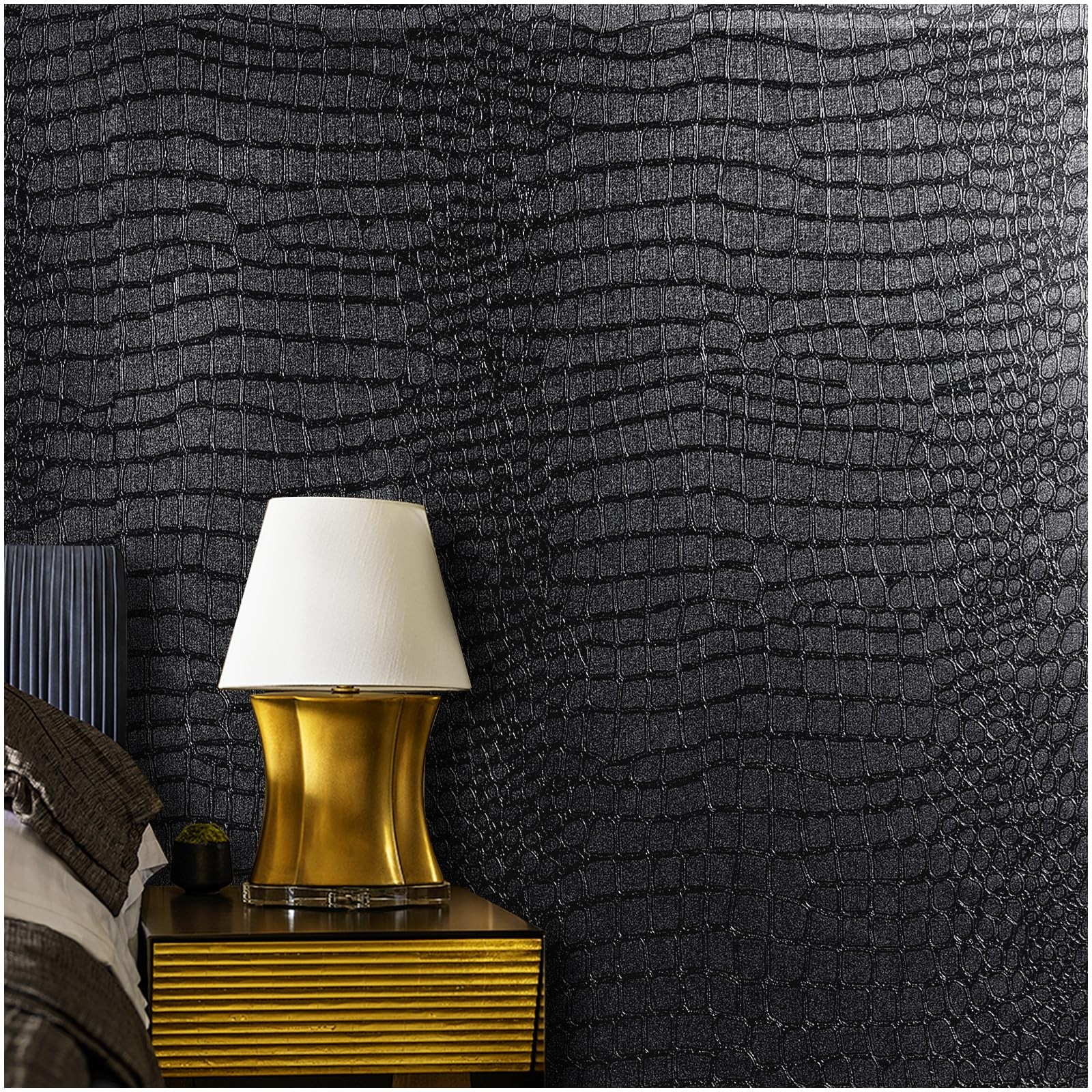 Kimhan Black Peel and Stick Wallpaper – Removable 15.7″ x 118.1″,