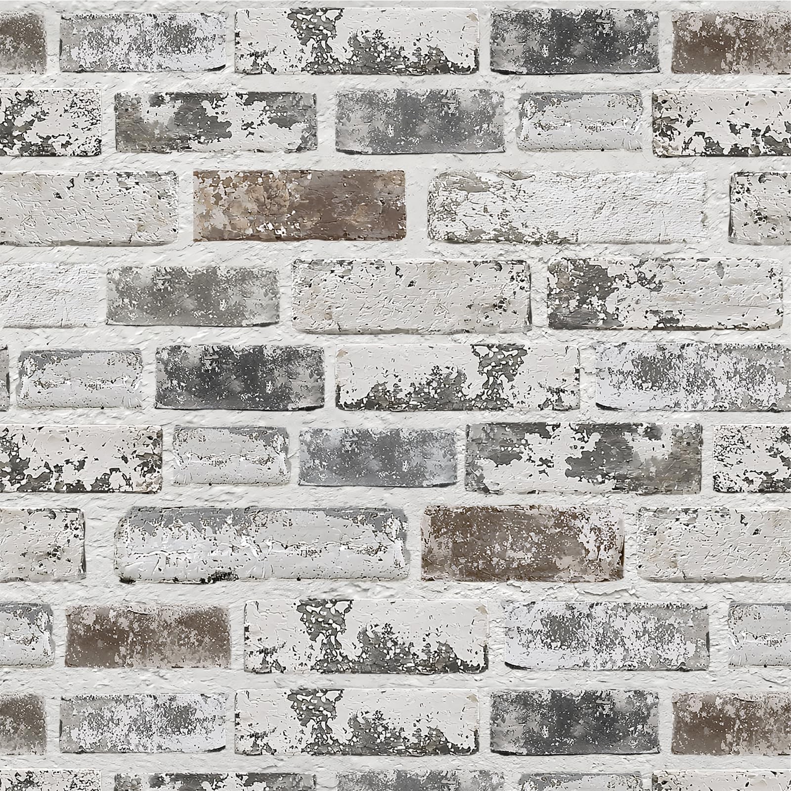 Brick Wallpaper Peel and Stick 17.3″ x 78.8″, Grey White