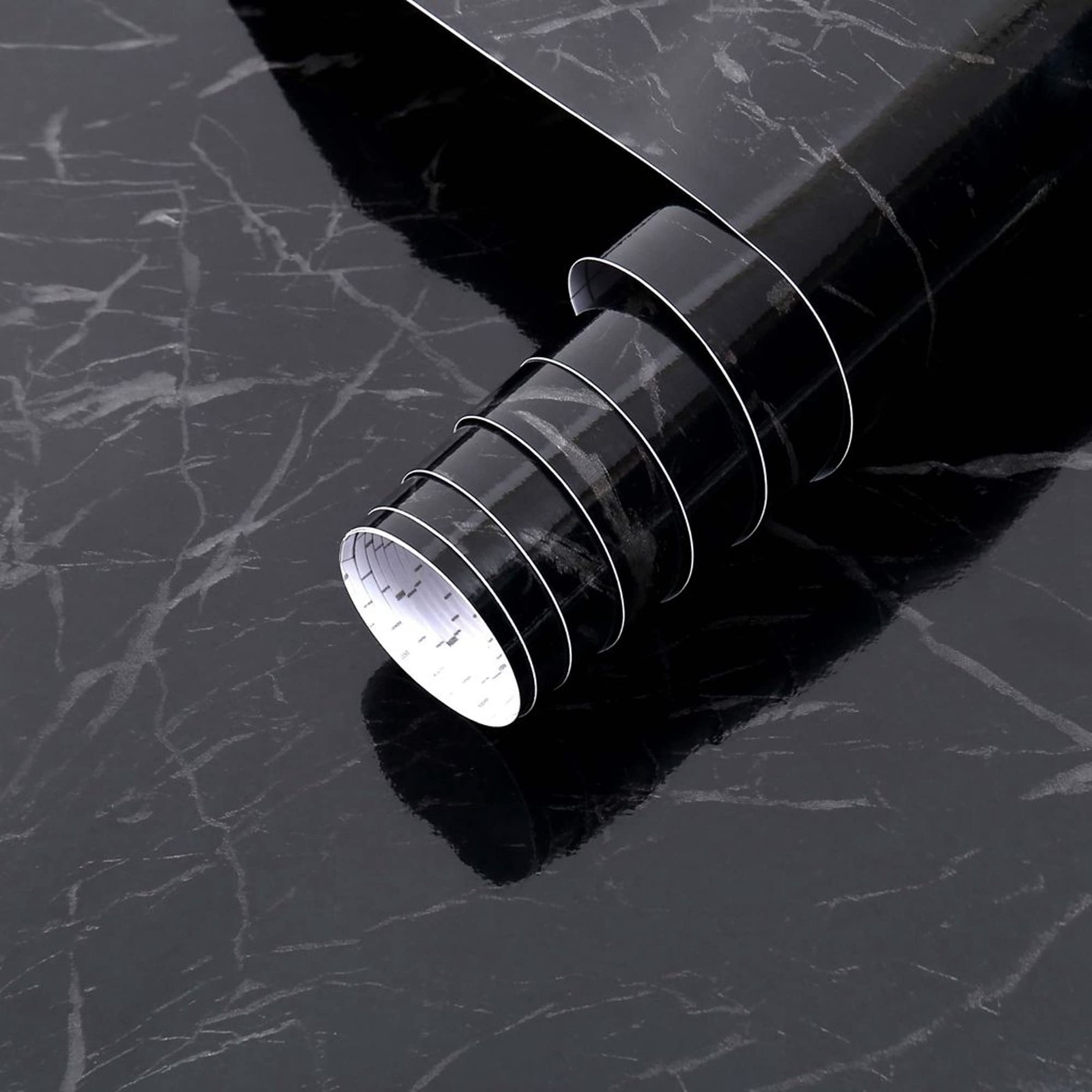Arthome Black Marble,17″x120″ Inches Peel and Stick 17″ x 120″, Marble
