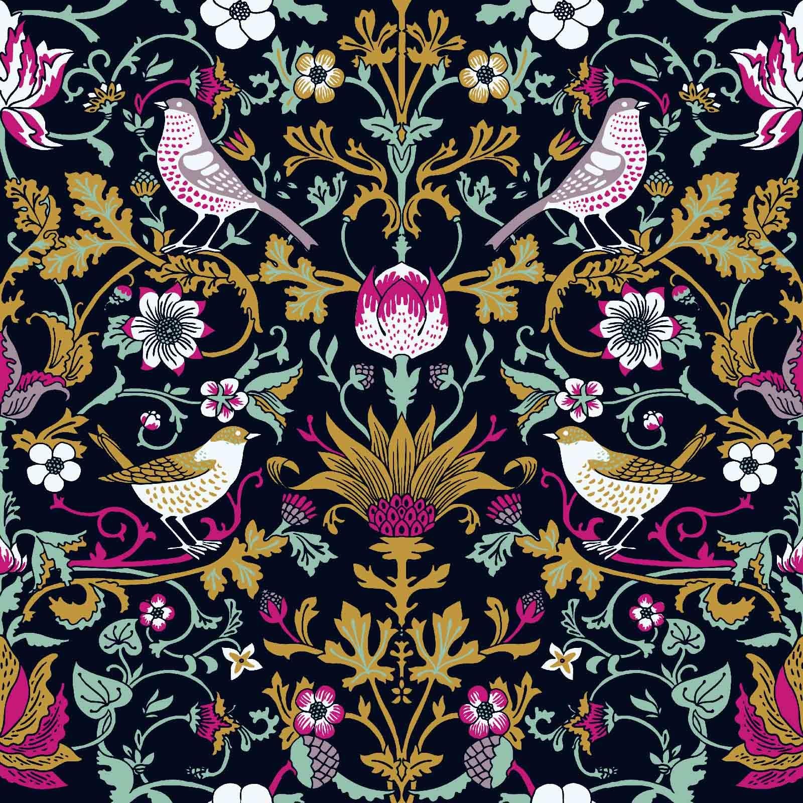 BaoHArtHome William Morris Peel and Stick Wallpaper 17.7″ x 78.7″, A-Black