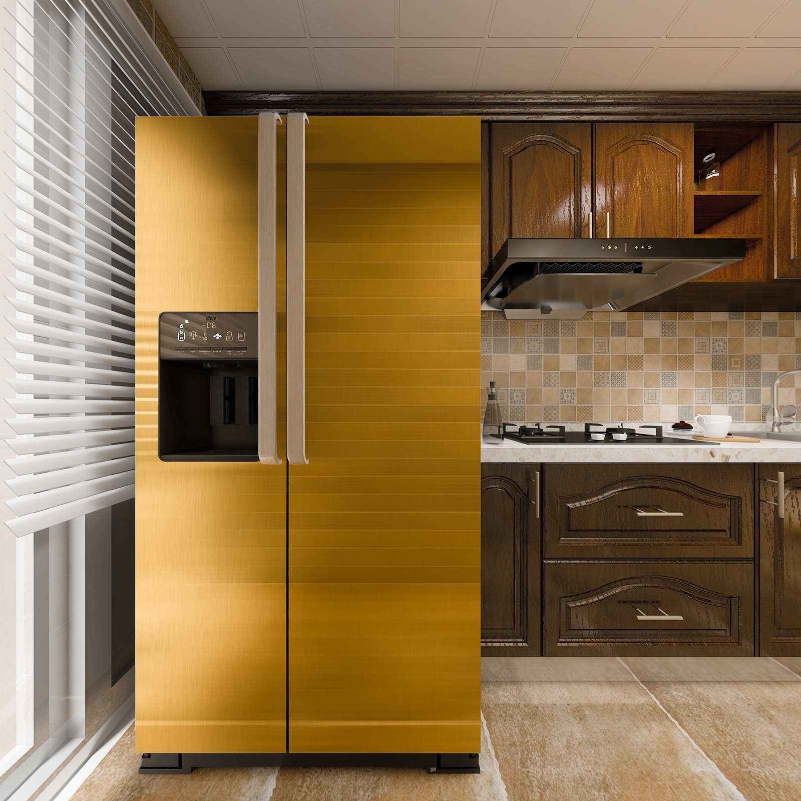 Gold Stainless Steel Wallpaper Self-Adhesive Cleanable 17.71″ X 78.7″,