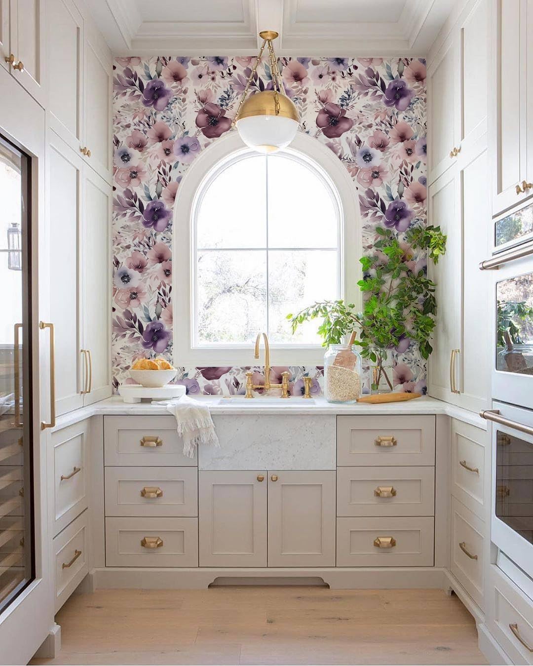 HAOKHOME Floral Peel and Stick S: 17.7in x 9.8ft, Mauve/Purple/White