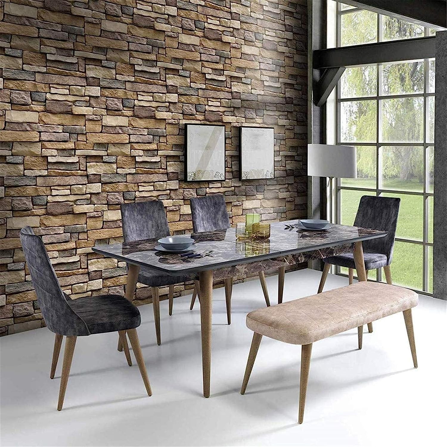 Yancorp 18″x120″ Brick Wallpaper Peel and Stick Modern 18″ x 120″, Brown
