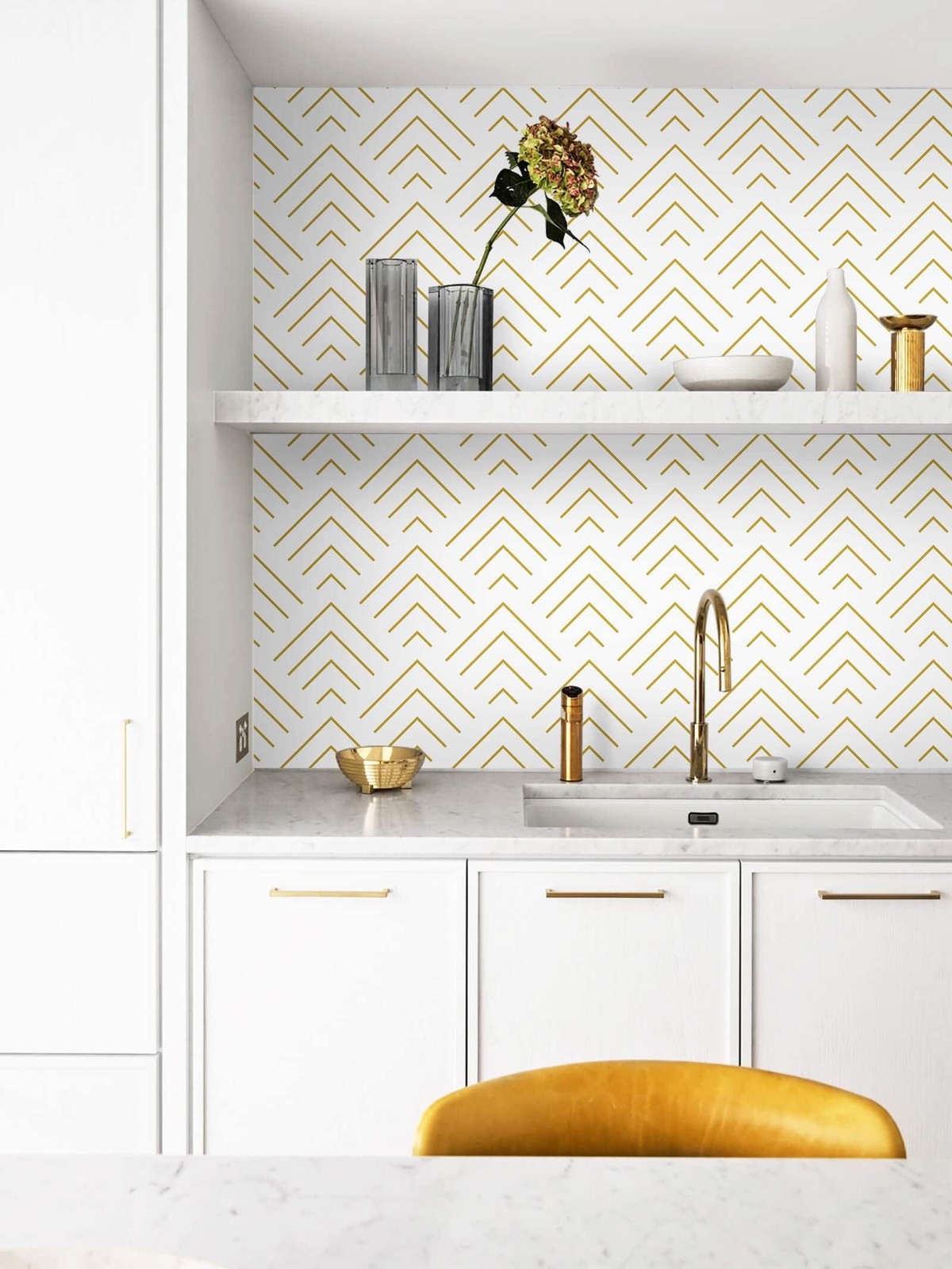 Heroad Peel and Stick Wallpaper 196″x17.3″ 17.3″ x 196″, White Gold