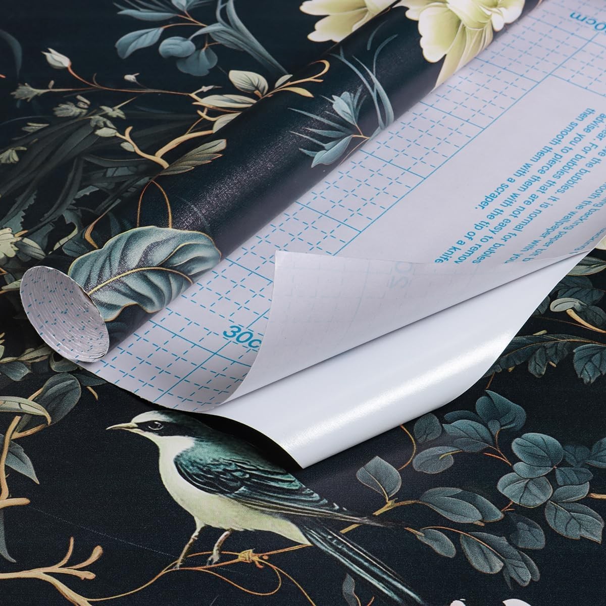 Dark Floral Peel and Stick Wallpaper 16.9inch x 118.1inch,