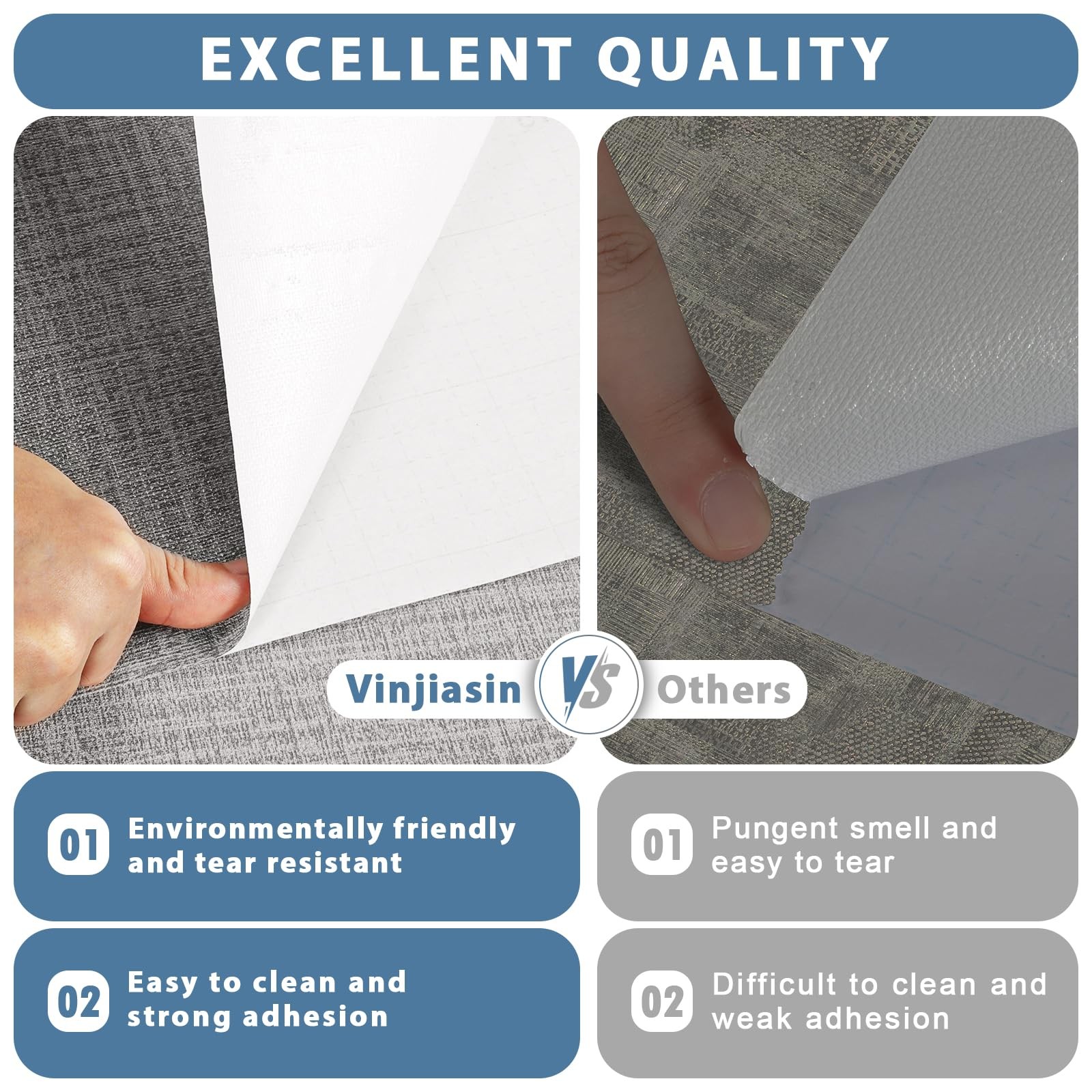 Vinjiasin Grasscloth Peel and Stick Wallpaper Vintage 15.7″ x 78.7″, Gray