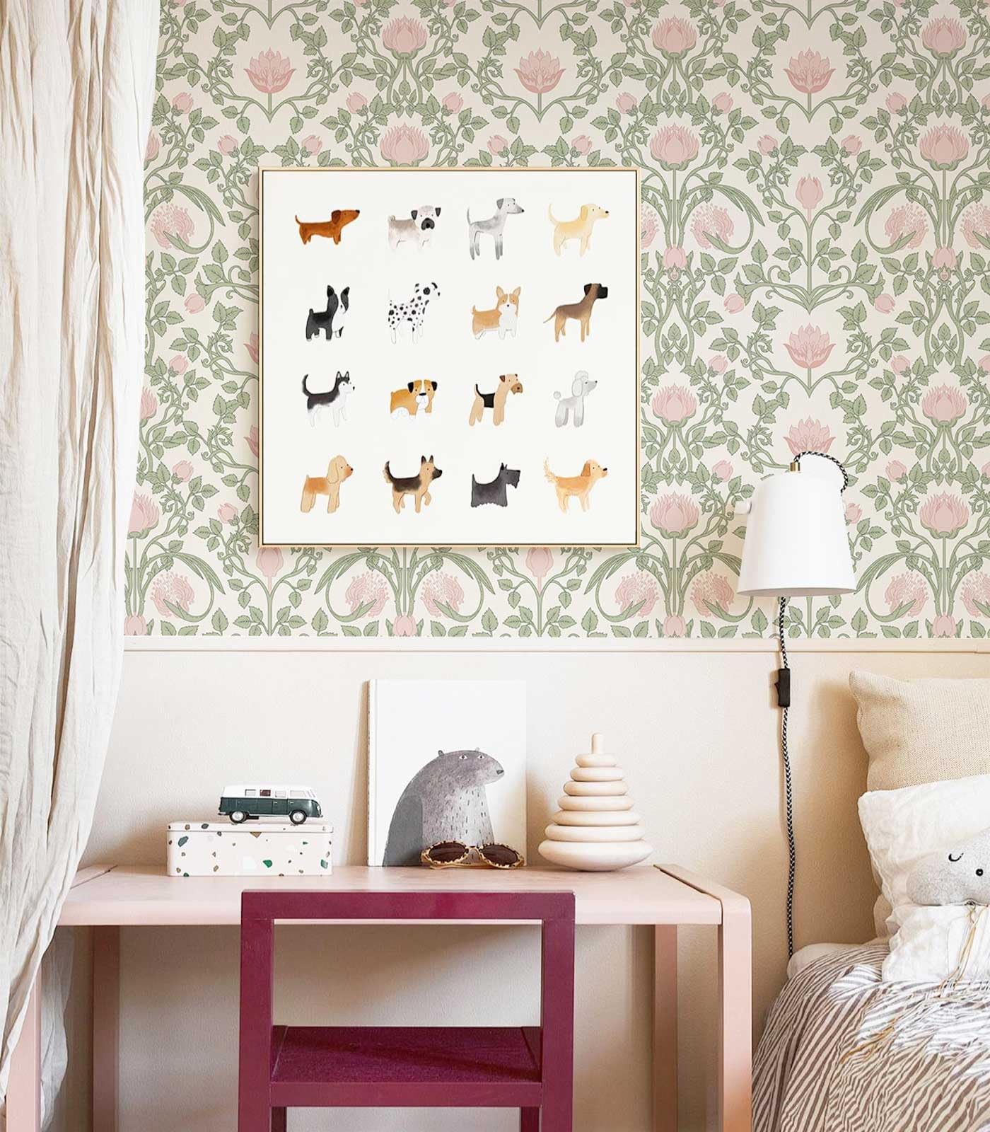 YXTII Peel and Stick Wallpaper Pink Floral Damask 17.3″ x 78.7″,