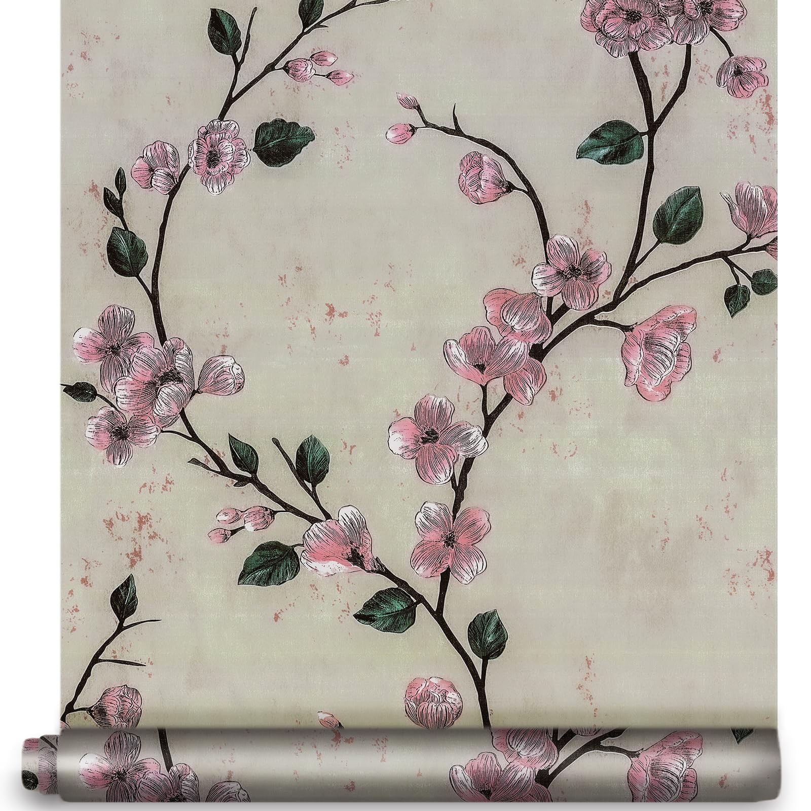 YIFU LIFE Peel and Stick Floral Wallpaper 17.7″ x 9.8ft x 118″, Pink 3