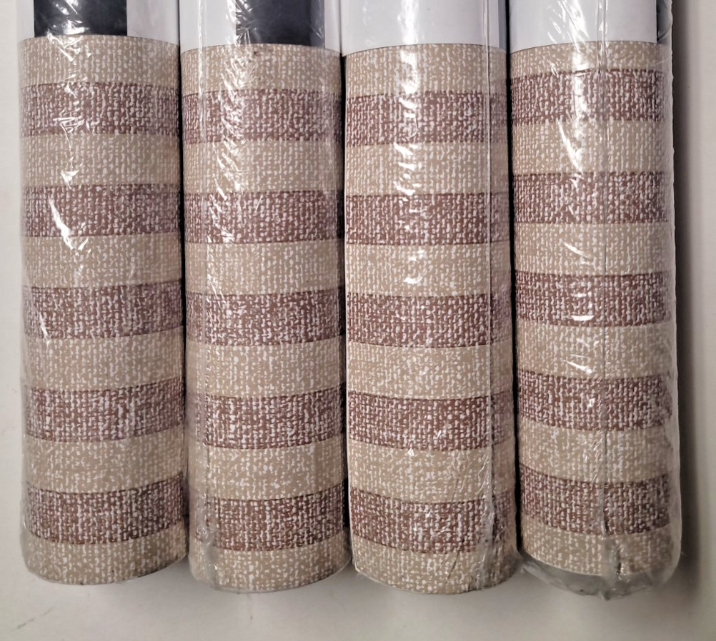 4 Rolls Tempaper x Charles Street Stripe Textured 20.5″ x 198″, Ecru and Brown