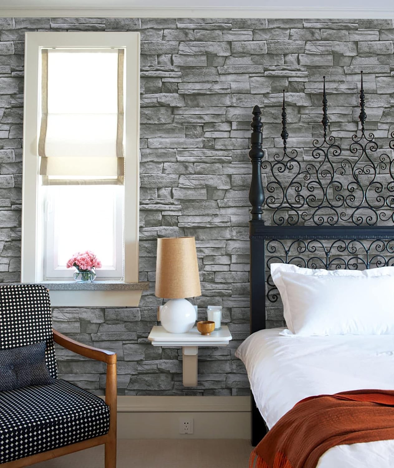 Timeet 3D Brick Stone Wallpaper Peel and Stick 17.7 x 196.9, Gray