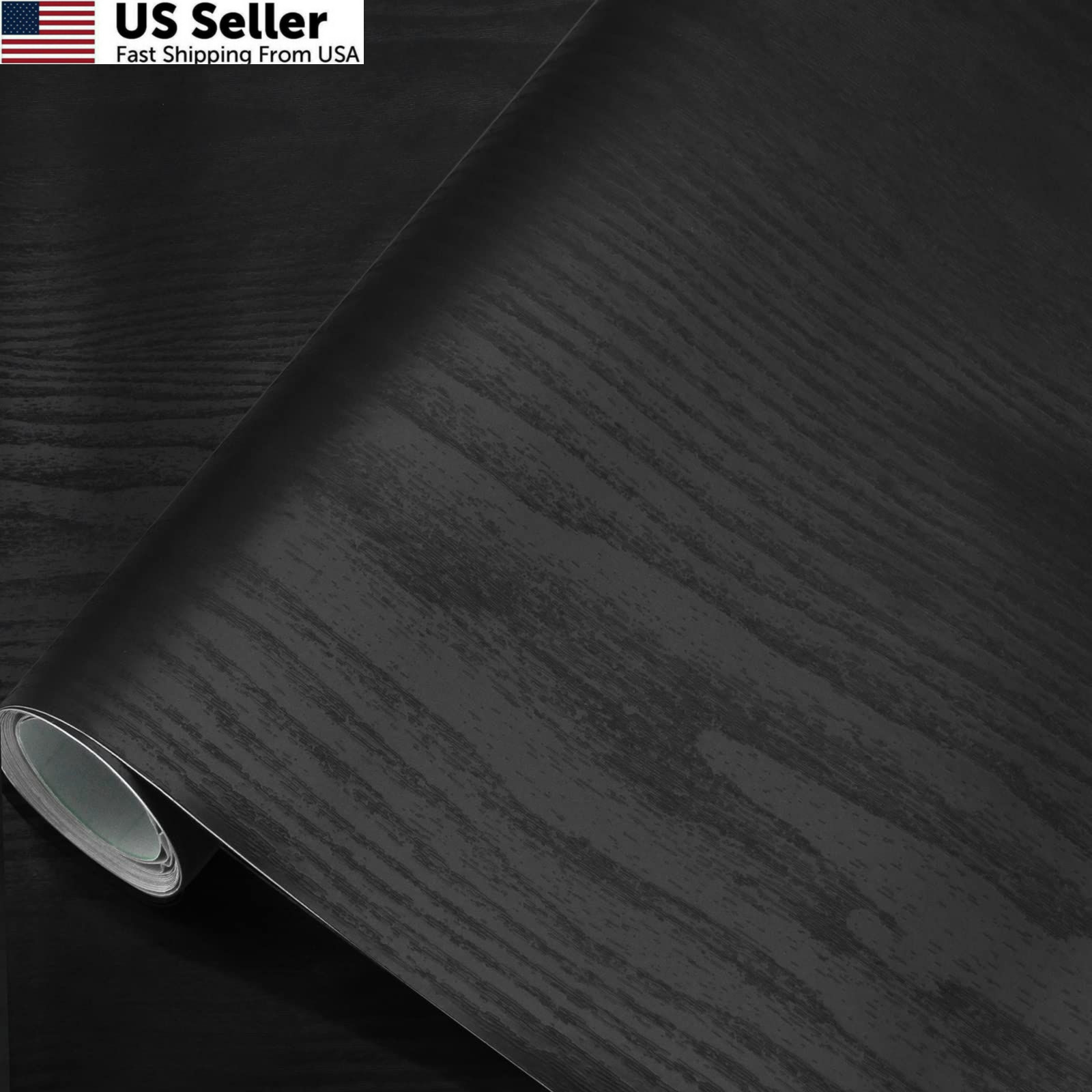 seonta Black Wood Peel and Stick Wallpaper 16″x198″ 198″ x 16″,