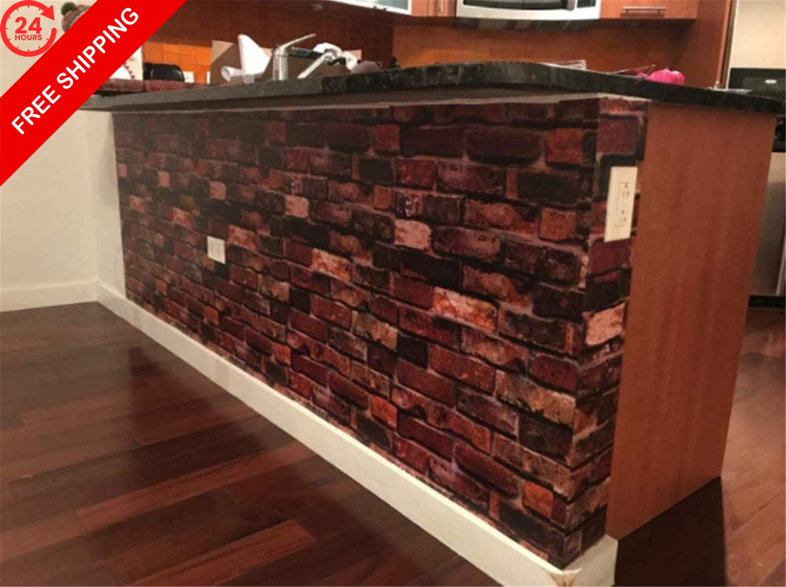 Yancorp 18″ x 120″ Brick Wallpaper Rust Red Peel x 120″,