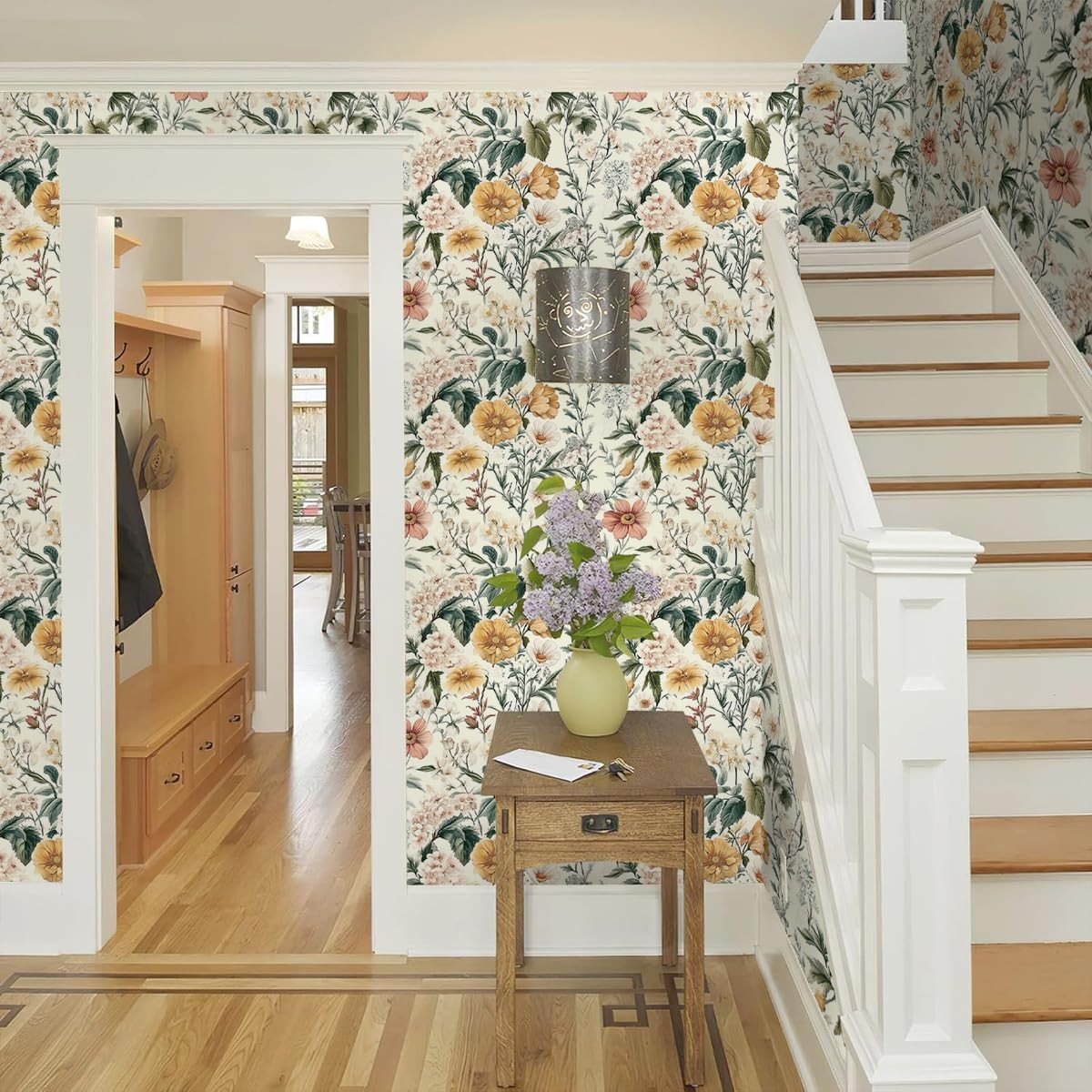 Livebor Vintage Floral Peel and Stick Wallpaper 16.9″ x 118.1″, A-Floral