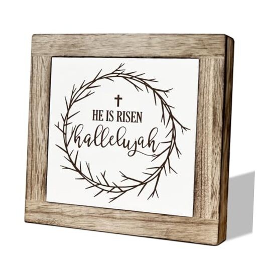 Inspirational Wood Sign, Wooden Box Signs for Home Decor, Easter Spring Sign 15