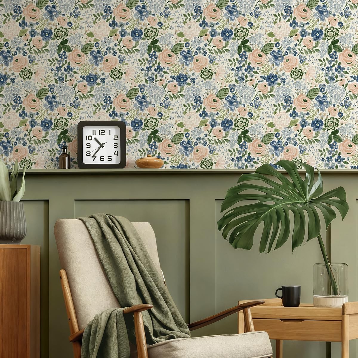 Wudnaye Floral Peel and Stick Wallpaper Vintage 17″ x 118″, Colorful
