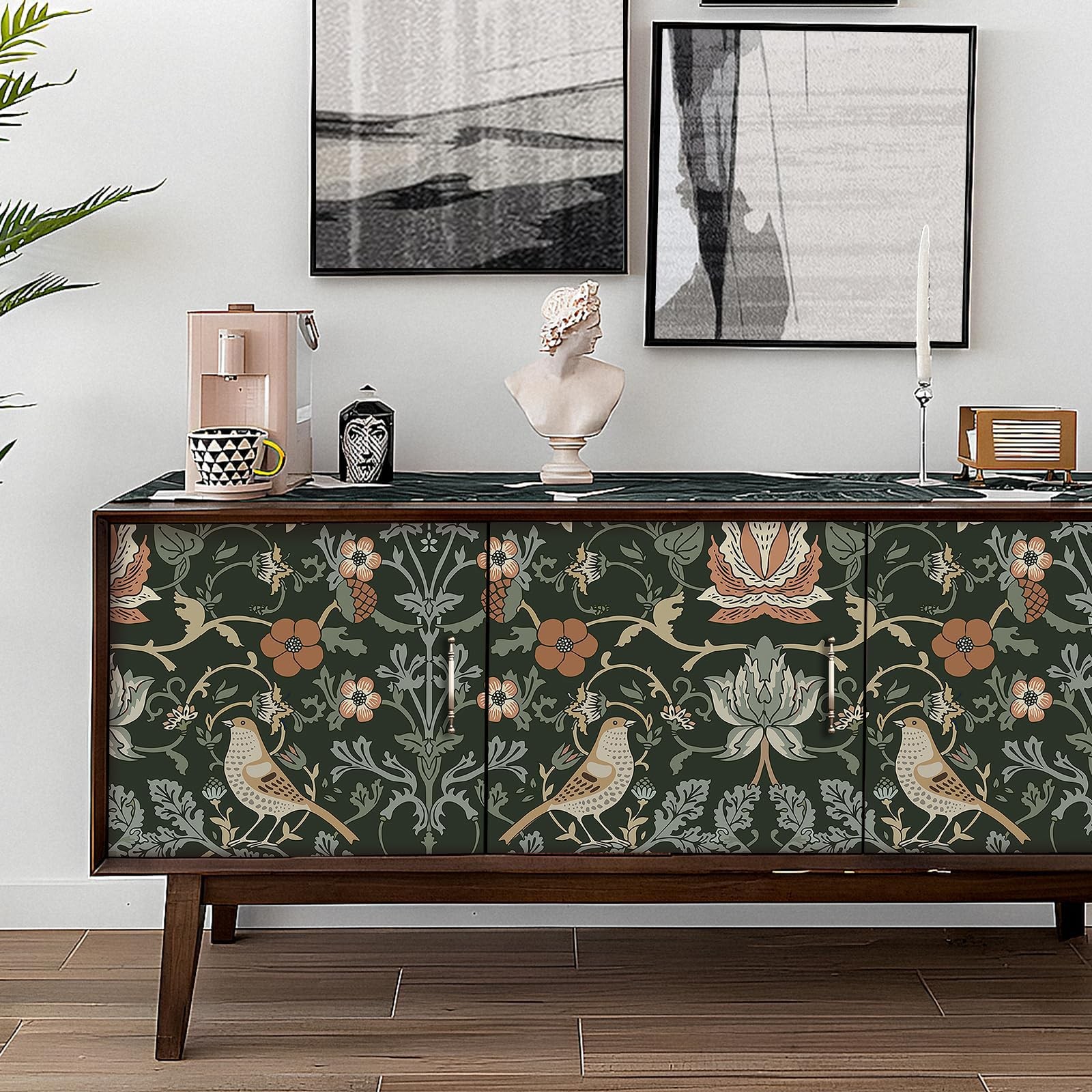 Livelynine Green William Morris Wallpaper 17.5″ x 78.8″,