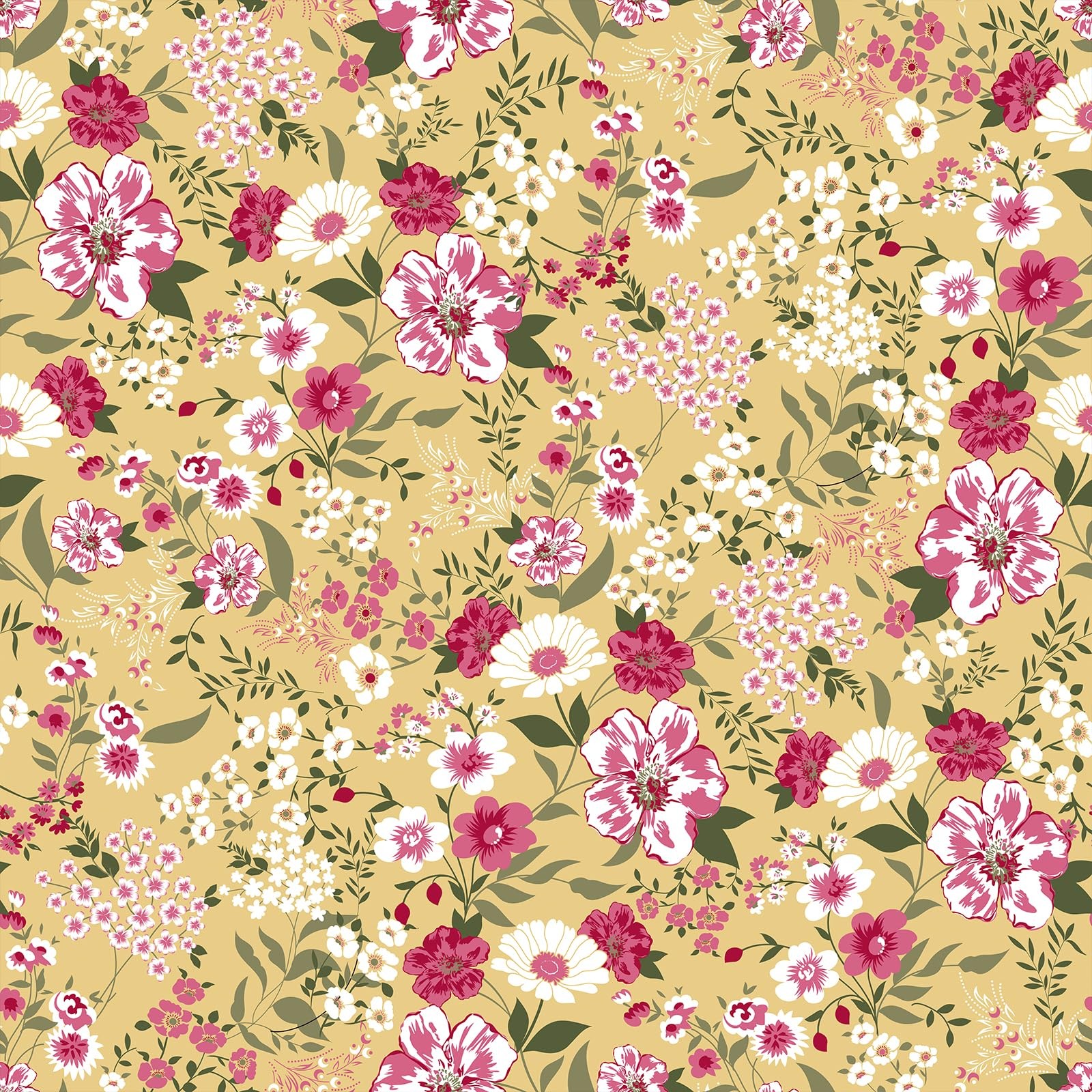 VEELIKE Yellow Floral Wallpaper Peel and Stick Vintage 17.7″ x 118″,