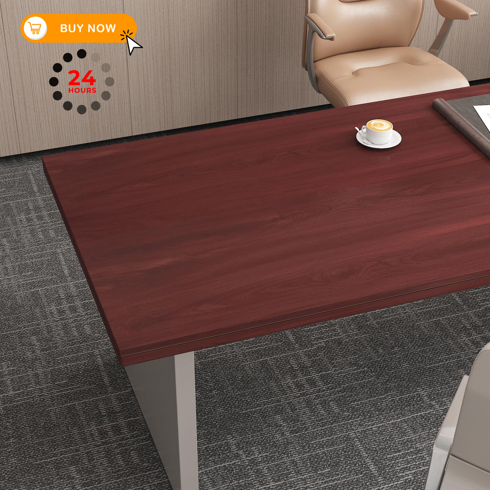 JSEVEM 24″×197″ Faux Cherry Wood Grain Wallpaper Peel 24″ x 197″, Red Brown