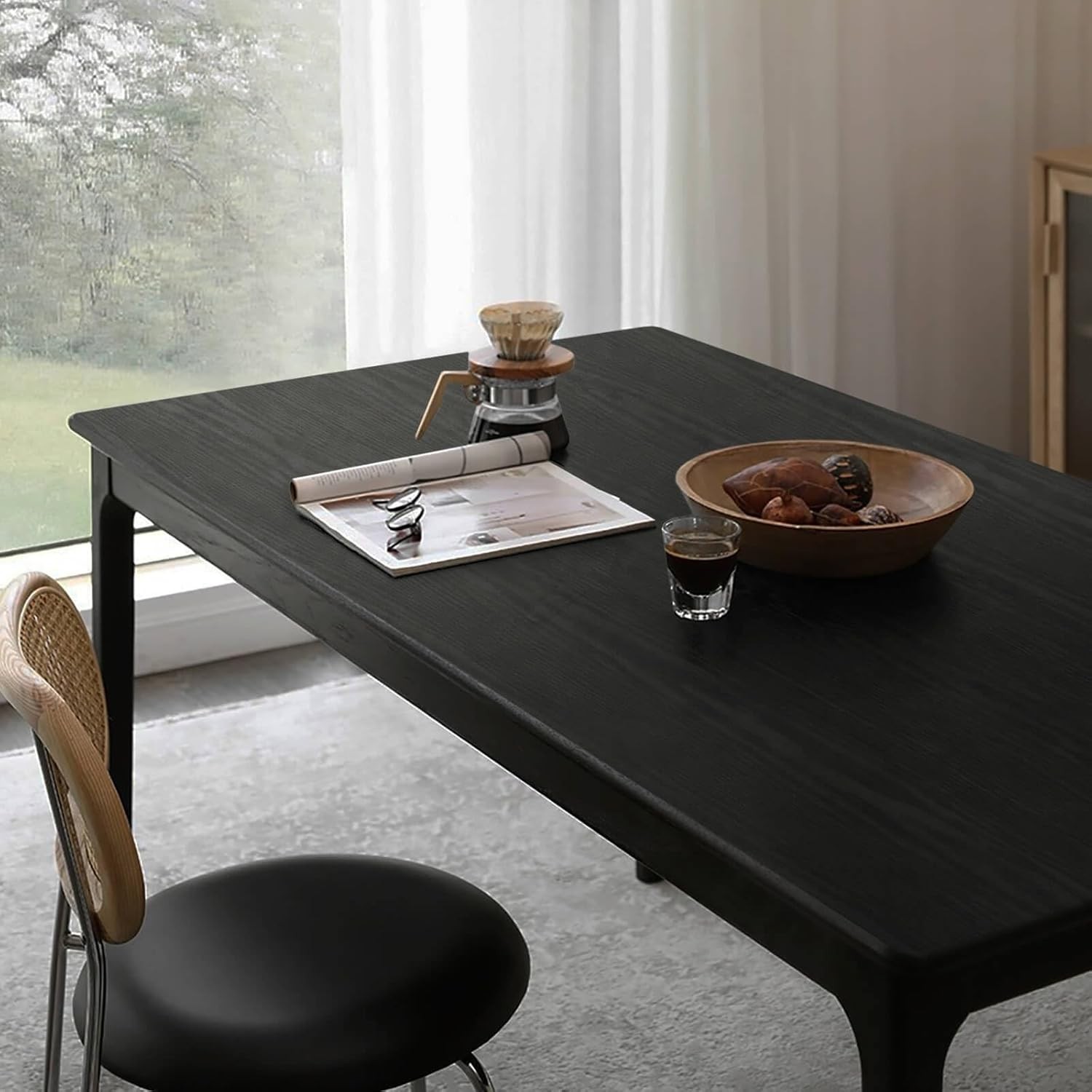 Heroad Peel and Stick Wallpaper Wood Contact 17.5" x 78.7", Black