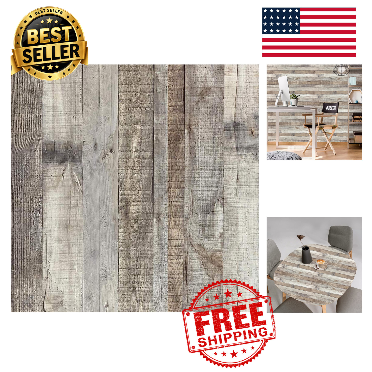 Rustic Wood Grain Peel and Stick Wallpaper 17.3 x 120 Inch Self-Adhesive Vinyl