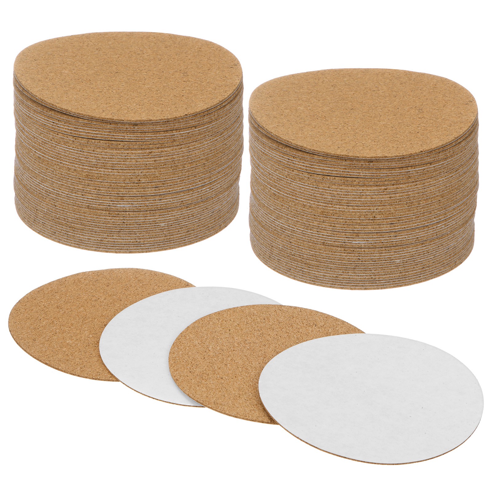 100-Pack Self-Adhesive Cork Sheets, 3.5 x 3.5 Inch Round Cork Board [1mm Thick]