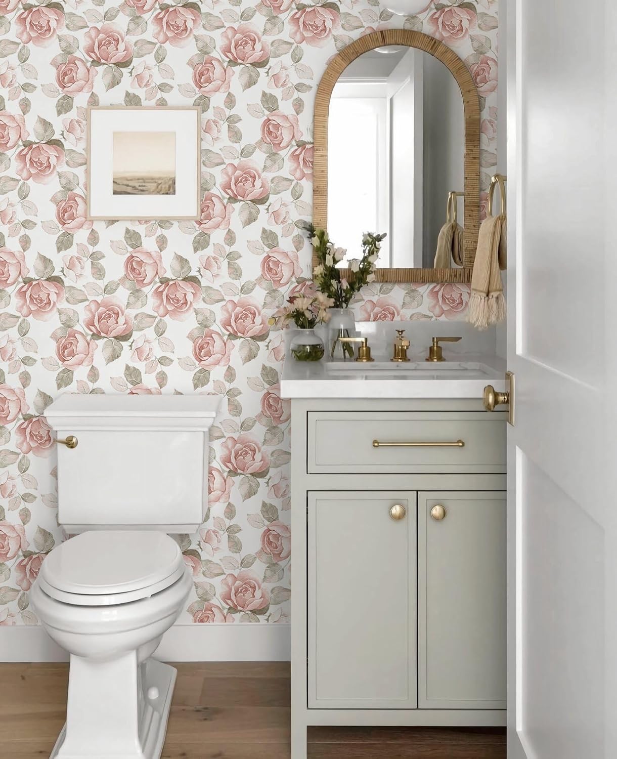16.1»x118» Floral Peel and Stick Wallpaper Vintage Contact Paper Pink Rose