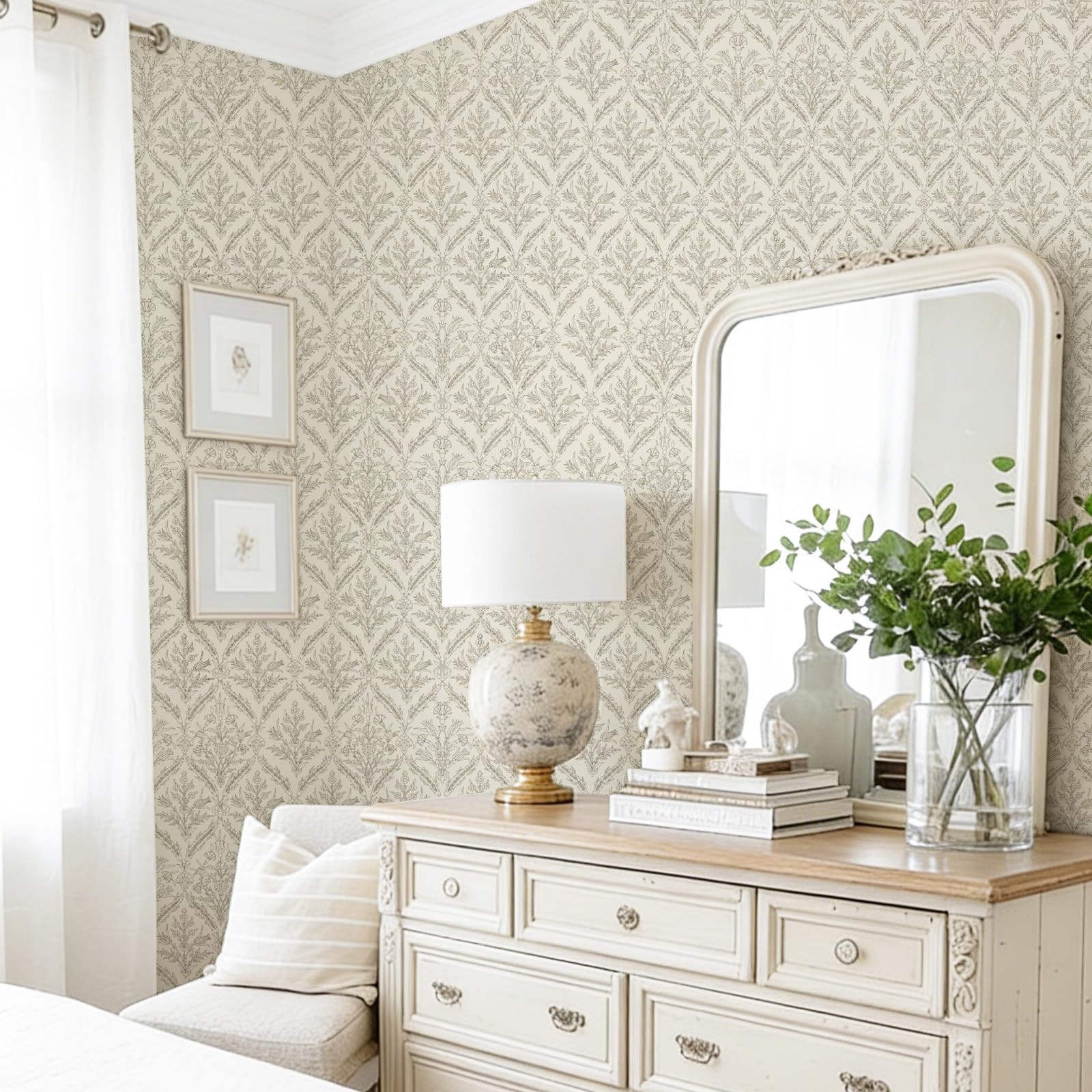 YXTII 17.3″ × 78.7″ Vintage Wallpaper Peel and x 78.7″, Light Brown