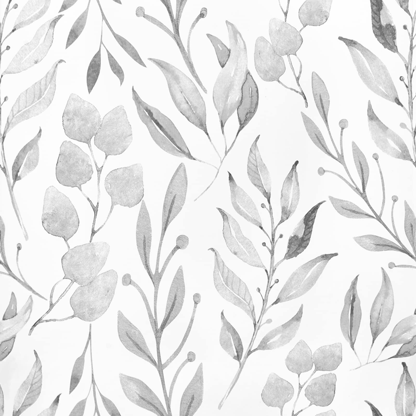 WENMER Gray Leaf Wallpaper Floral Peel and Stick 17.7″ x 118″,