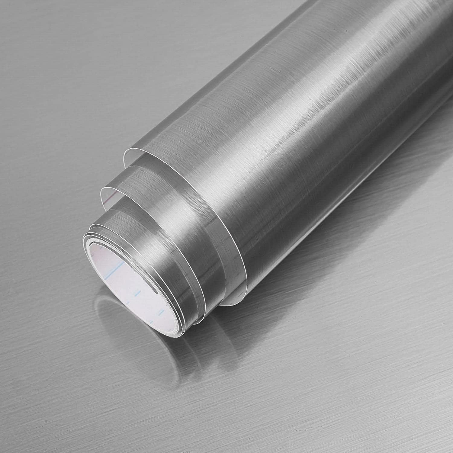 Silver Stainless Steel Locker Wallpaper Self-Adhesive 17.71″ X 393.7″,