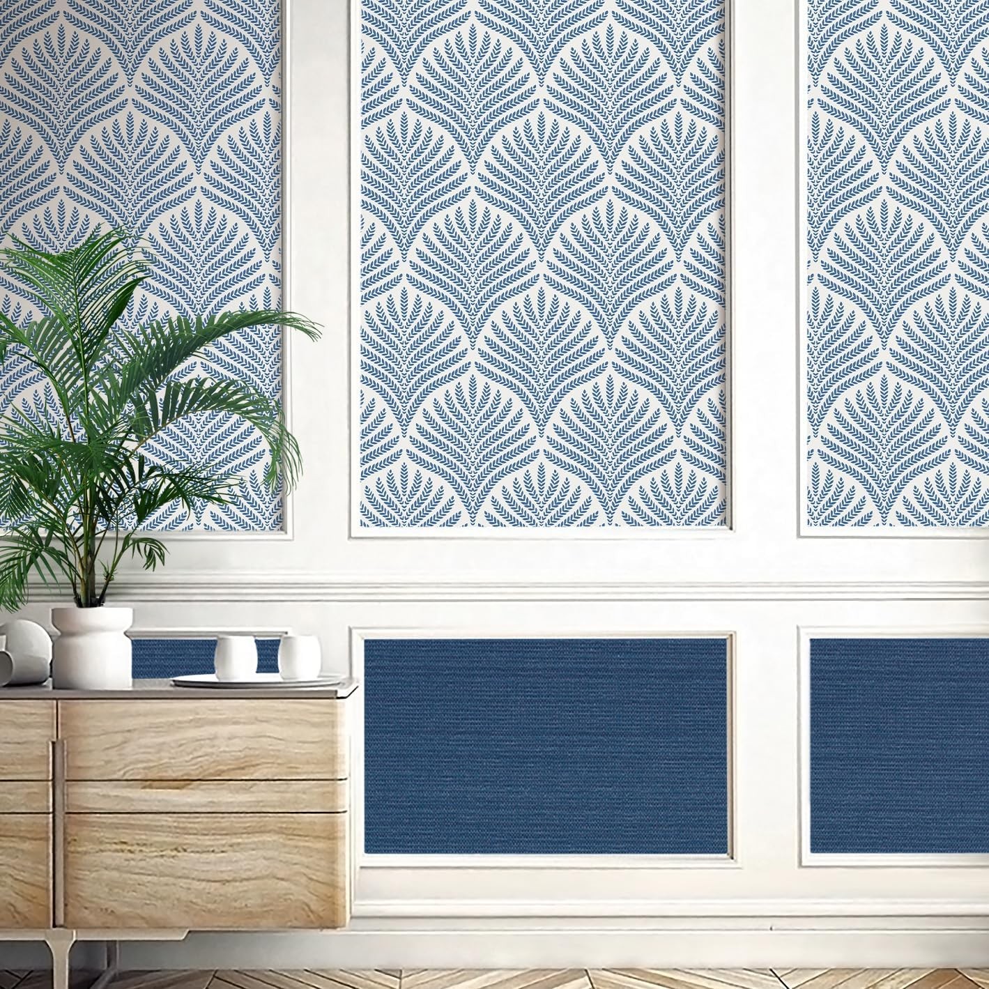 Cohoo Home Blue and White Peel 17.3”×393“, blue white