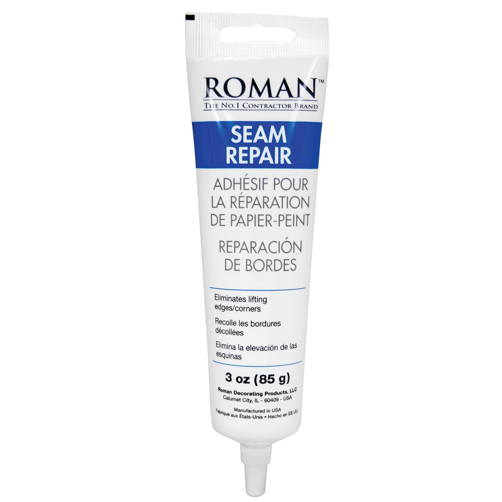 Roman Seam Repair Adhesive – Sealer for Wallpaper Tears and Loose 3 oz, White