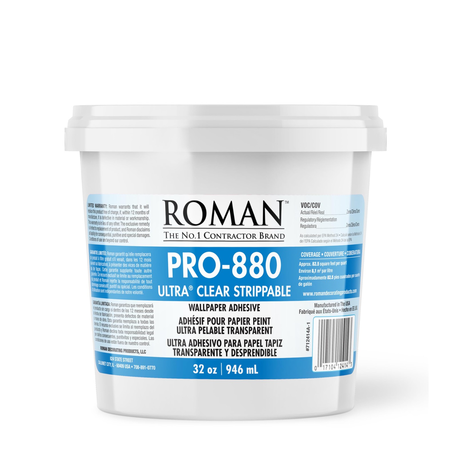 ROMAN PRO-880 Wallpaper Adhesive, Ultra Clear Strippable – 32 oz,