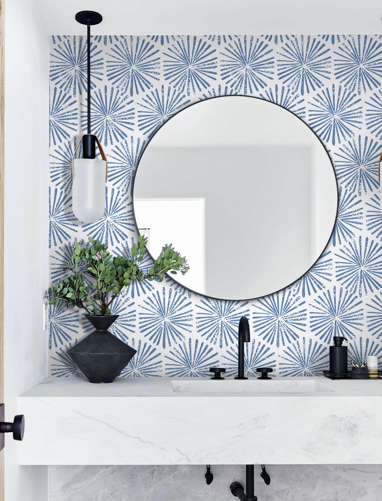 Guvana 17.3»×118» Peel and Stick Wallpaper Blue 17.3″ x 118″,