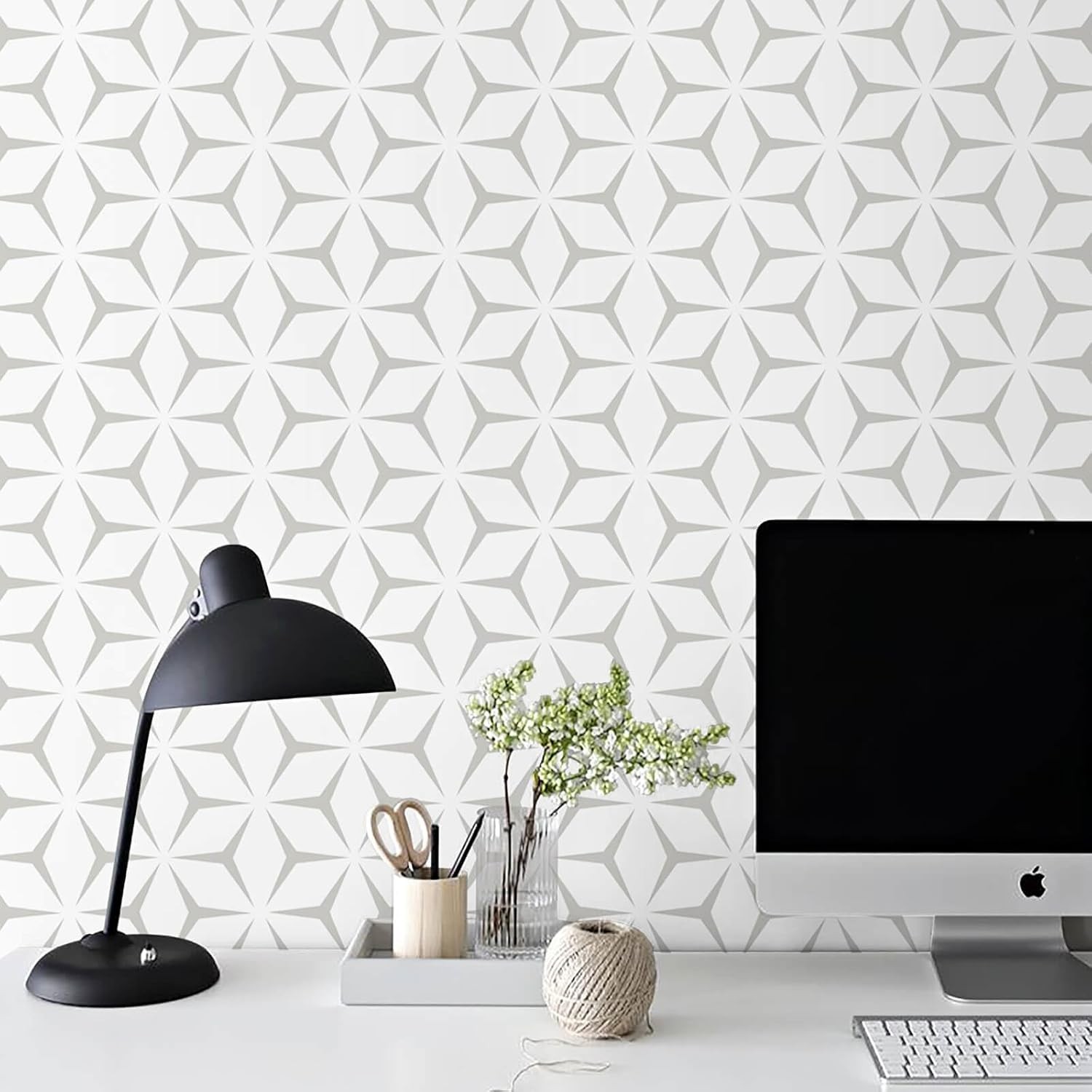 Heroad Wall Paper Peel and Stick Modern Light Grey 17.7 x 118, White