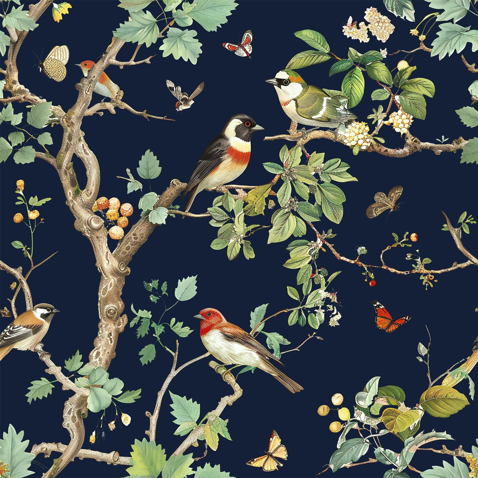Nukofal Dark Bird Peel and Stick Wallpaper 16.9 inches x 118.1 inches,