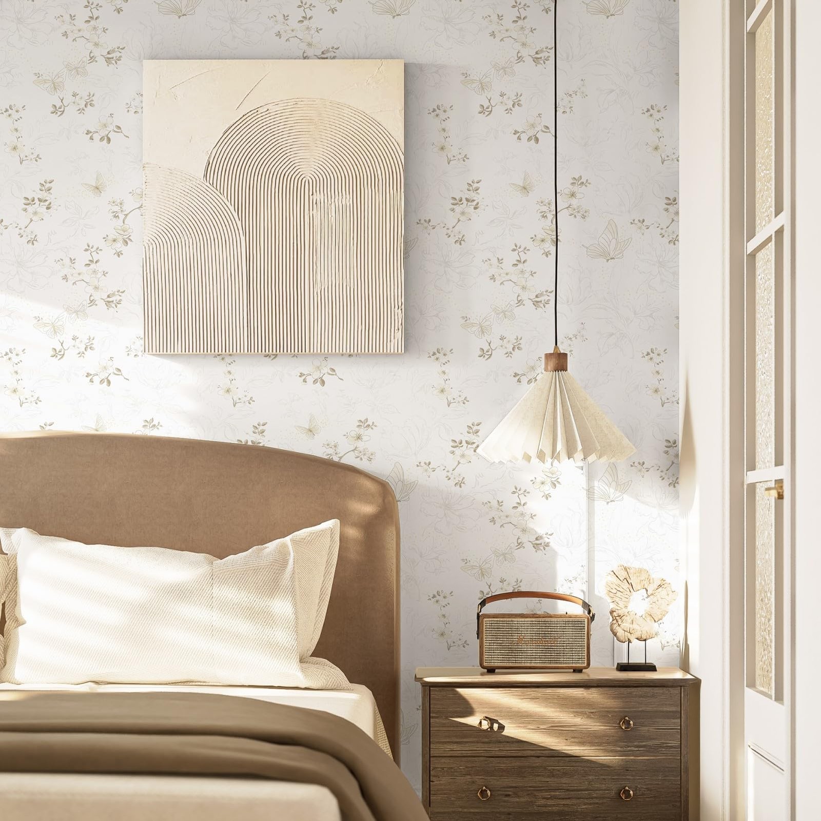 Ismoon 17.3″x78.7″Peel and Stick Wallpaper Boho Vintage 17.3″ x 78.7″, Beige