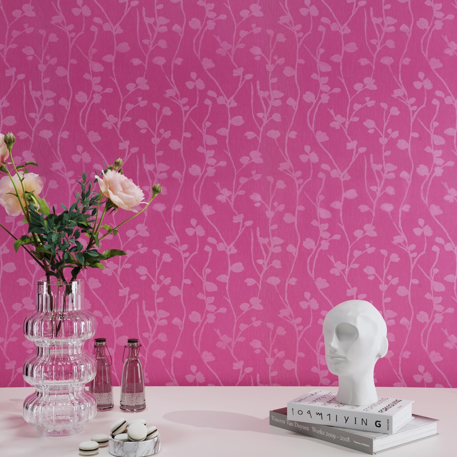 CRE8TIVE Pink Peel and Stick Wallpaper Textured Silk Wallpaper for Girls Bedr…