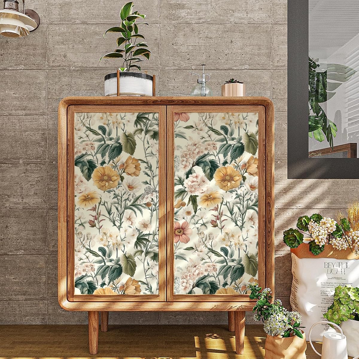 Livebor Vintage Floral Peel and Stick Wallpaper 16.9″ x 118.1″, A-Floral