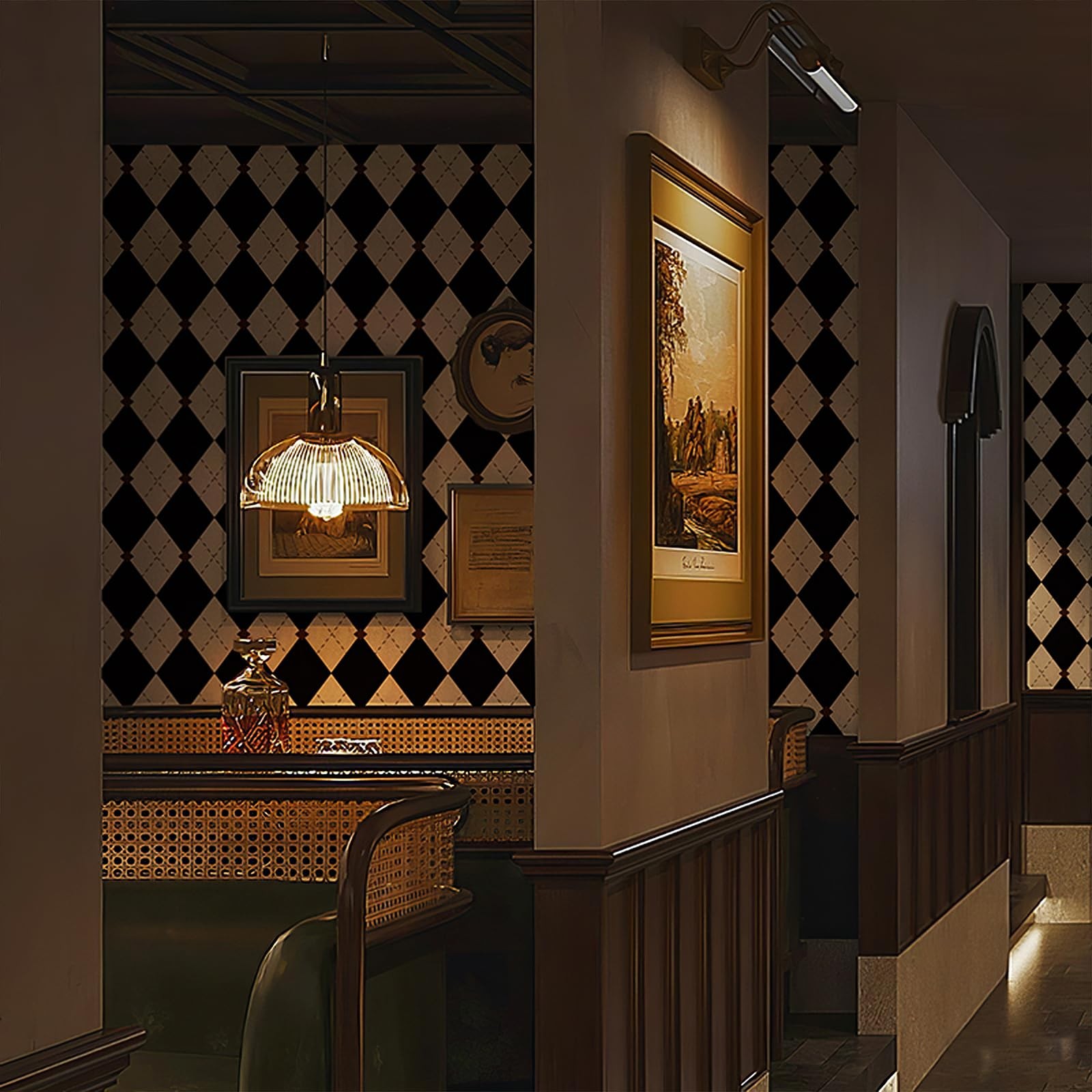 Simon&Siff Retro Checkered Peel and Stick Wallpaper 17.3″ x 78″, Black/White