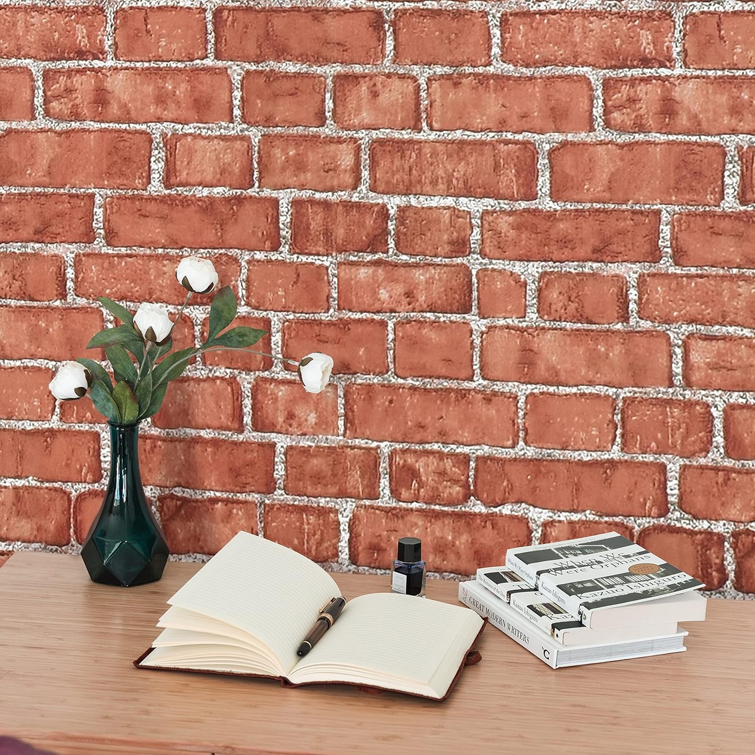 Naphite Red Brick Peel and Stick Wallpaper 3D Faux 17.7″ x 78.7″,