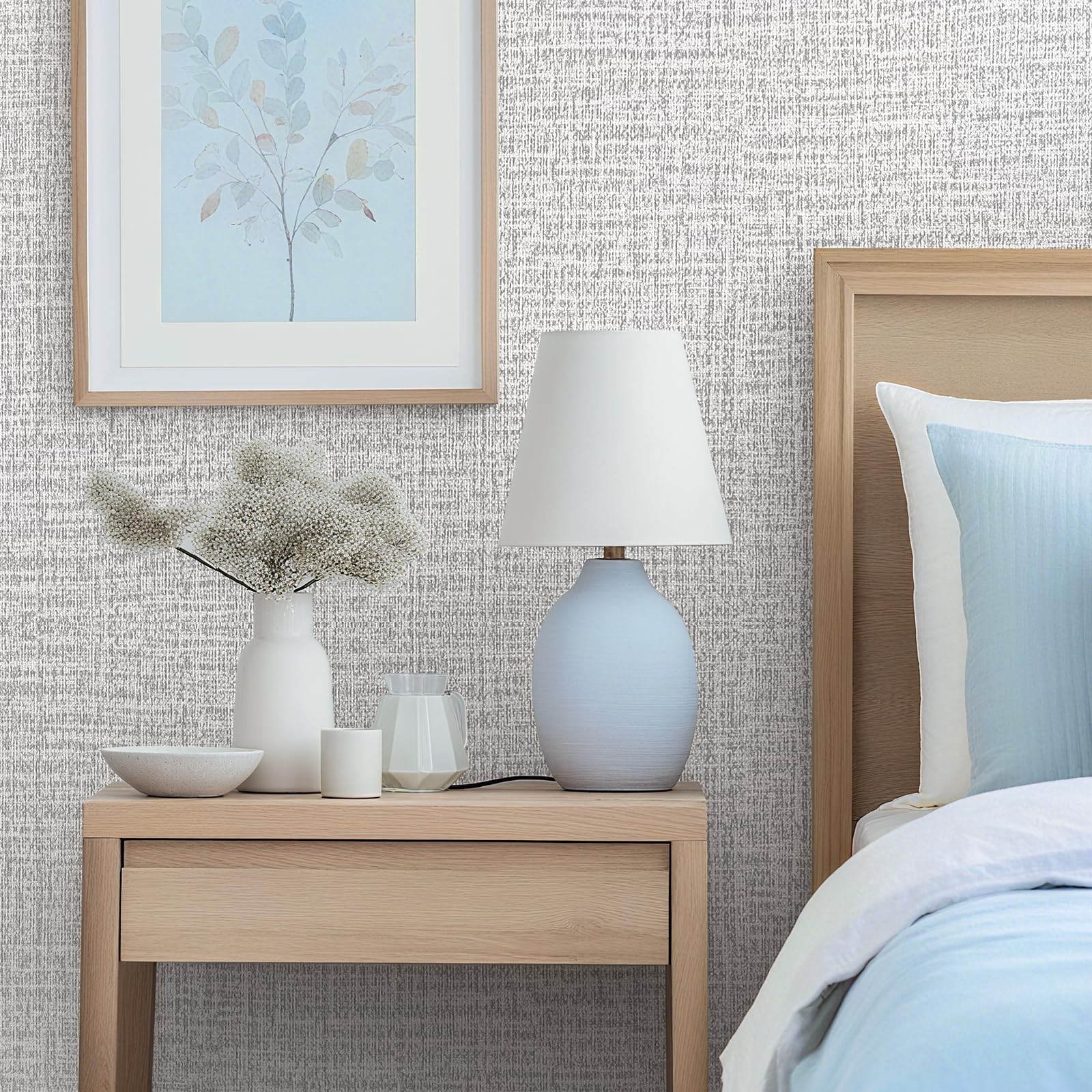 Vinjiasin Grasscloth Peel and Stick Wallpaper Vintage 15.7″ x 78.7″, Gray