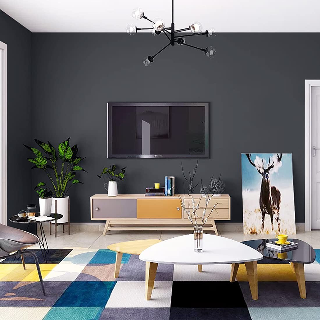 Micpolo 15.7″ x 197″ Dark Grey Wallpaper x 197″, Gray