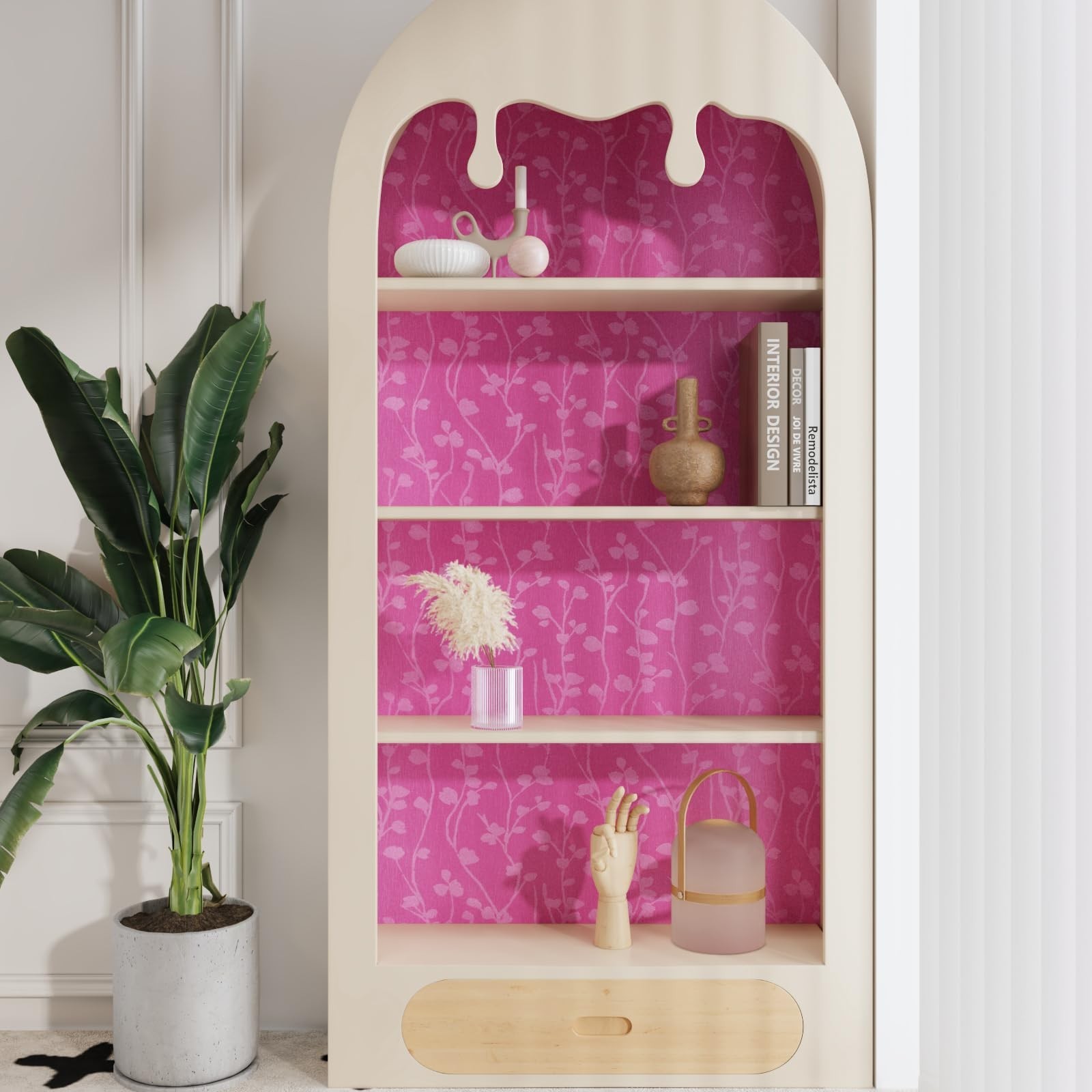 CRE8TIVE Pink Peel and Stick Wallpaper Textured Silk Wallpaper for Girls Bedr…