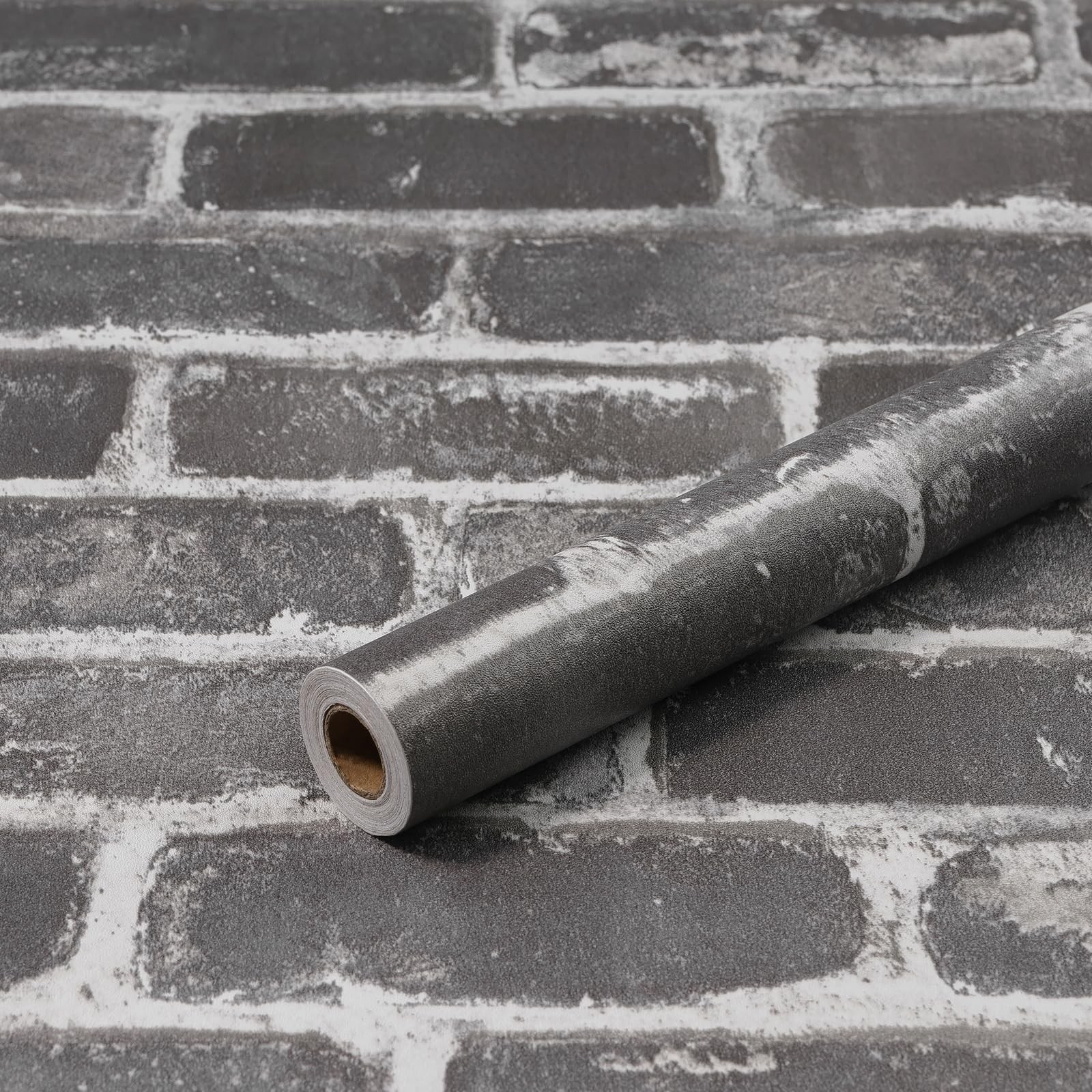 Qianglive Grey Brick Peel and Stick Wallpaper 17.5″×120″ 17.5″ x 120″, Gray