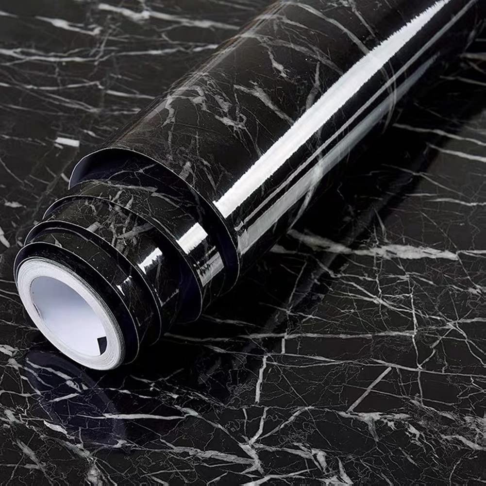 Yancorp 24″x120″ Black Peel and Stick Marble 120″ x 24″, Stripes